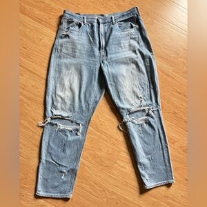 American Eagle Light Blue Distressed Mom Jeans